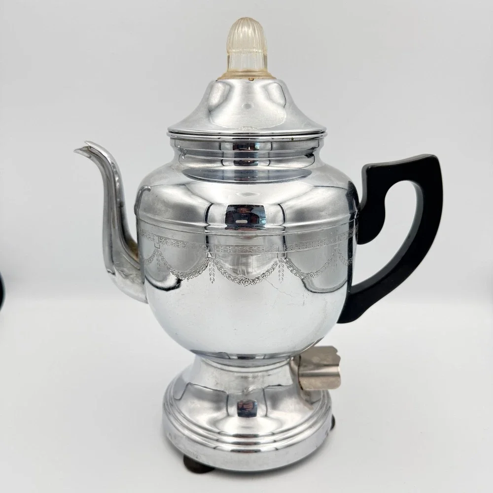 Vintage Farberware Coffee Percolator No 206 Chrome Electric Pot No Cord NY